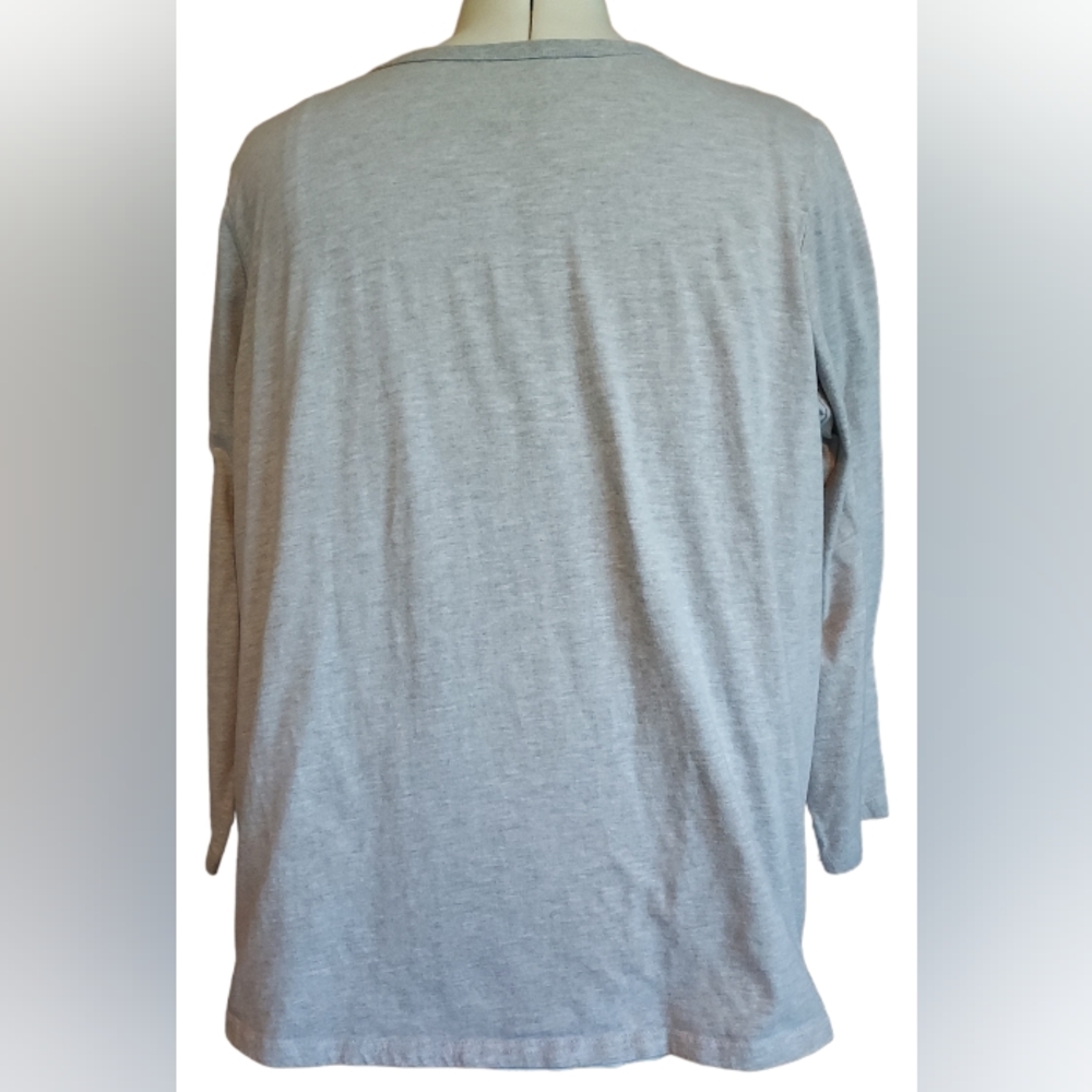 Woman Within soft gray, long-sleeved t-shirt with three Christmas trees, size 2X - Picture 2 of 5
